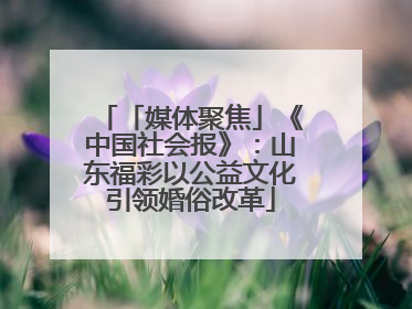 「媒体聚焦」《中国社会报》：山东福彩以公益文化引领婚俗改革