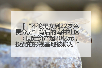 “不论男女到22岁免费分房”背后的南村社区：固定资产超20亿元，投资的影视基地被称为“山村好莱坞”