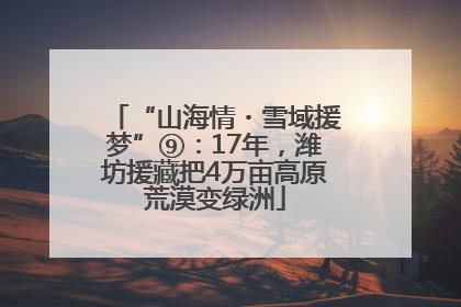 “山海情・雪域援梦”⑨：17年，潍坊援藏把4万亩高原荒漠变绿洲