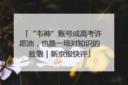 “韦神”账号成高考许愿池，也是一场对知识的致敬｜新京报快评