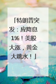 特朗普突发：应降息1%！美股大涨，黄金大跳水！