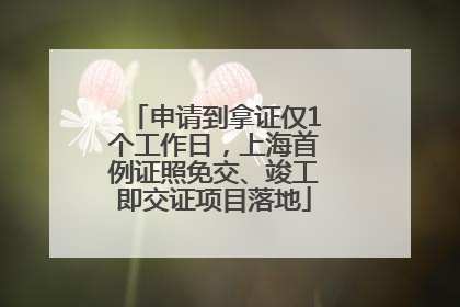 申请到拿证仅1个工作日，上海首例证照免交、竣工即交证项目落地