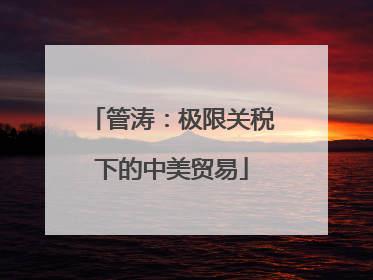 管涛：极限关税下的中美贸易