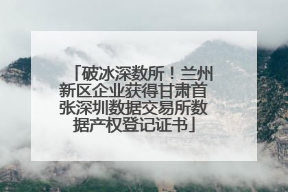 破冰深数所！兰州新区企业获得甘肃首张深圳数据交易所数据产权登记证书