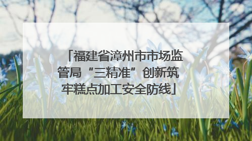 福建省漳州市市场监管局“三精准”创新筑牢糕点加工安全防线