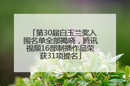 第30届白玉兰奖入围名单全部揭晓，腾讯视频16部制播作品荣获31项提名