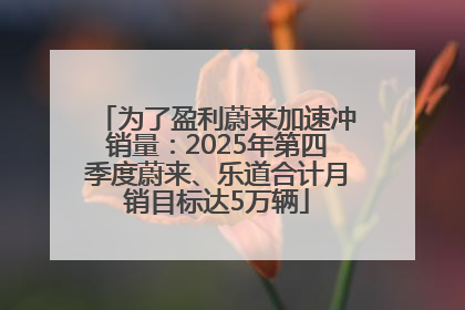为了盈利蔚来加速冲销量：2025年第四季度蔚来、乐道合计月销目标达5万辆