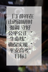 丁薛祥在山西调研时强调 守好公平公正“生命线” 确保实现“平安高考”目标