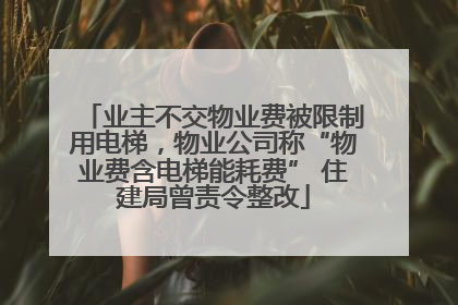 业主不交物业费被限制用电梯，物业公司称“物业费含电梯能耗费” 住建局曾责令整改