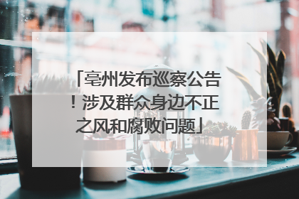 亳州发布巡察公告！涉及群众身边不正之风和腐败问题