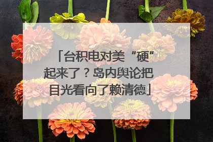 台积电对美“硬”起来了？岛内舆论把目光看向了赖清德