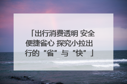出行消费透明 安全便捷省心 探究小拉出行的“省”与“快”