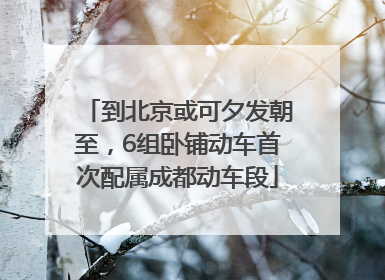 到北京或可夕发朝至，6组卧铺动车首次配属成都动车段