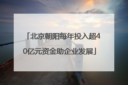 北京朝阳每年投入超40亿元资金助企业发展