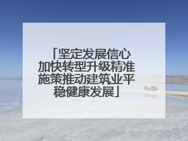 坚定发展信心 加快转型升级精准施策推动建筑业平稳健康发展