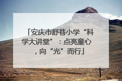 安庆市舒巷小学“科学大讲堂”：点亮童心，向“光”而行