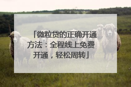 微粒贷的正确开通方法：全程线上免费开通，轻松周转
