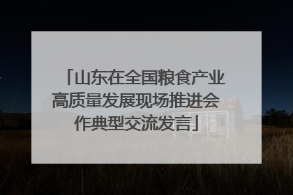 山东在全国粮食产业高质量发展现场推进会作典型交流发言