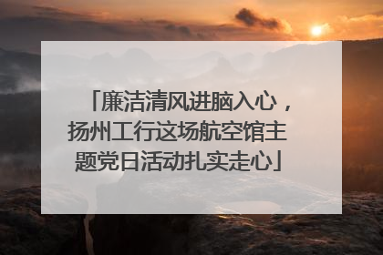 廉洁清风进脑入心，扬州工行这场航空馆主题党日活动扎实走心