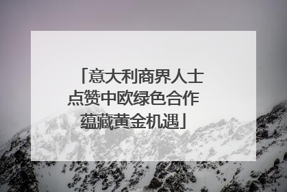 意大利商界人士点赞中欧绿色合作蕴藏黄金机遇