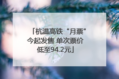 杭温高铁“月票”今起发售 单次票价低至94.2元