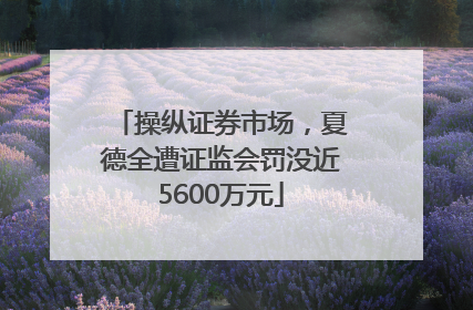 操纵证券市场，夏德全遭证监会罚没近5600万元