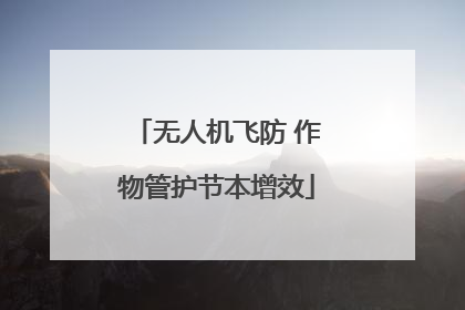 无人机飞防 作物管护节本增效