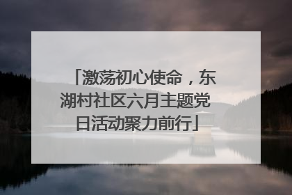 激荡初心使命，东湖村社区六月主题党日活动聚力前行