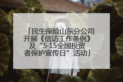 民生保险山东分公司开展《信访工作条例》及“5·15全国投资者保护宣传日”活动