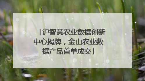 沪智慧农业数据创新中心揭牌，金山农业数据产品首单成交