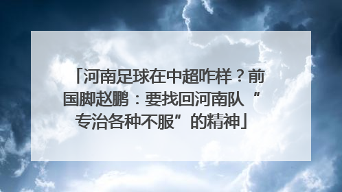 河南足球在中超咋样？前国脚赵鹏：要找回河南队“专治各种不服”的精神