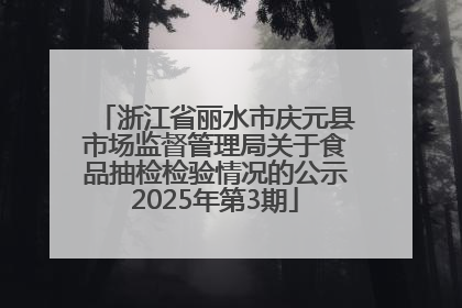 浙江省丽水市庆元县市场监督管理局关于食品抽检检验情况的公示2025年第3期