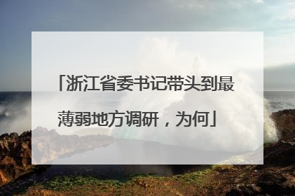 浙江省委书记带头到最薄弱地方调研，为何
