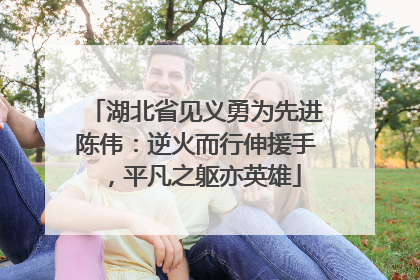 湖北省见义勇为先进陈伟：逆火而行伸援手，平凡之躯亦英雄
