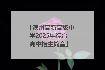 滨州高新高级中学2025年综合高中招生简章