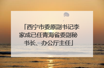 西宁市委原副书记李家成已任青海省委副秘书长、办公厅主任