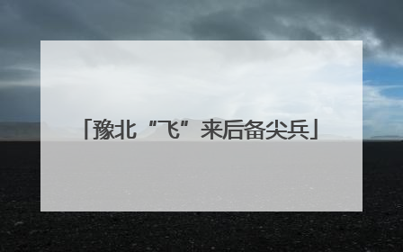 豫北“飞”来后备尖兵