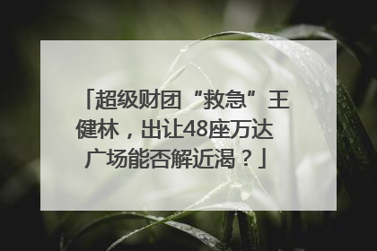 超级财团“救急”王健林，出让48座万达广场能否解近渴？