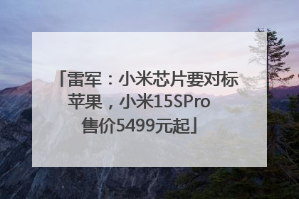 雷军：小米芯片要对标苹果，小米15SPro售价5499元起