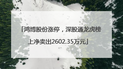 鸿博股份涨停，深股通龙虎榜上净卖出2602.35万元
