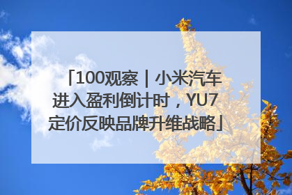 100观察｜小米汽车进入盈利倒计时，YU7定价反映品牌升维战略