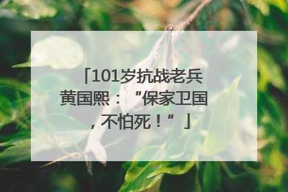 101岁抗战老兵黄国熙：“保家卫国，不怕死！”